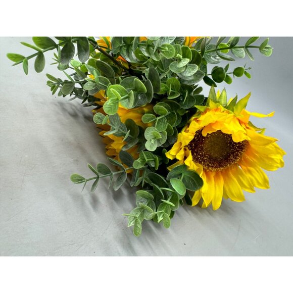 Artificial Sunflower Bouquet Eucalyptus Greenery 16" Faux Floral Arrangement - Picture 3 of 4